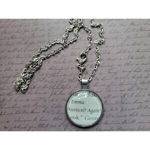 Austen Again pendant necklace made with I Kissed Shara Wheeler book pages